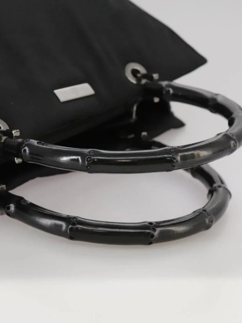 GUCCI Bamboo Hand Bag Nylon Black 002 1016 Auth ep7046